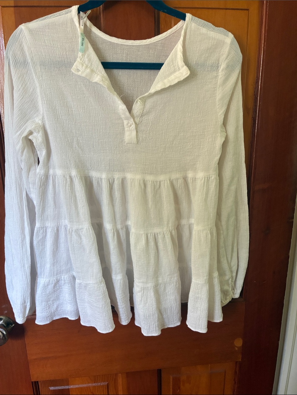 Kimchi Blue White Gauze Tiered Peasant Top